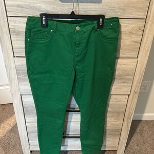 Green jeans!  Super cute.